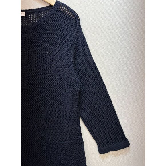 Christopher & Banks Women's Crochet Pullover Sweater Knit Long Sleeve Sz XL Blue - Picture 7 of 12